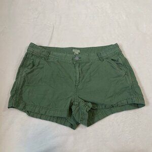 J. Crew green 3" mid rise linen cotton blend lightweight summer spring shorts‎